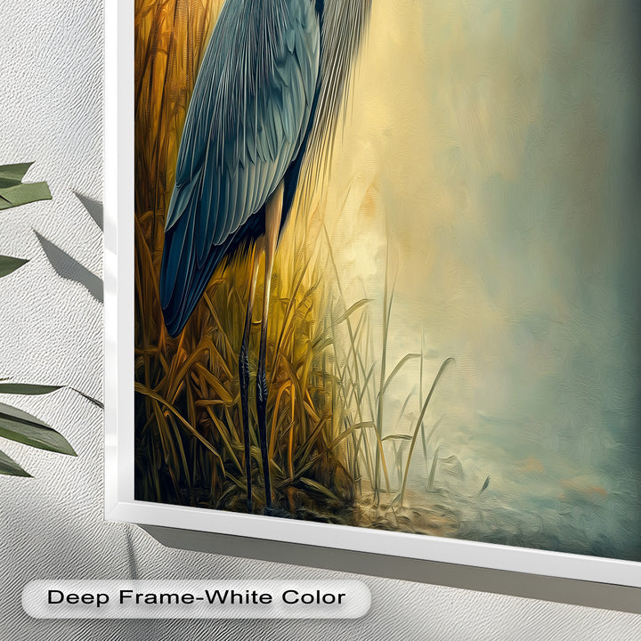 Blue Heron with Fish – Animal Oil Painting