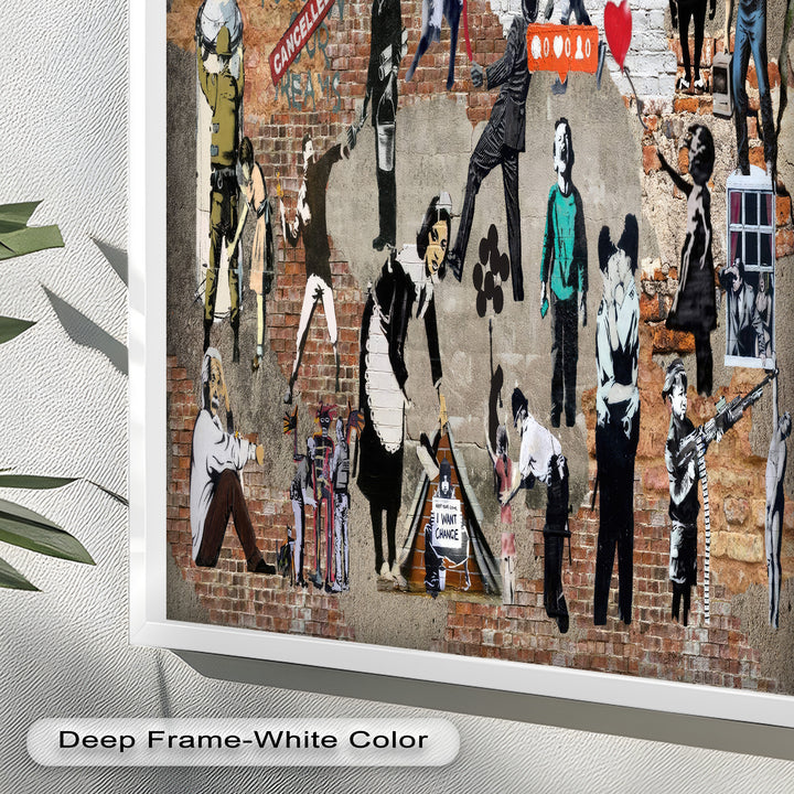 Voices on the Wall – Iconic Banksy Collage Oil Painting