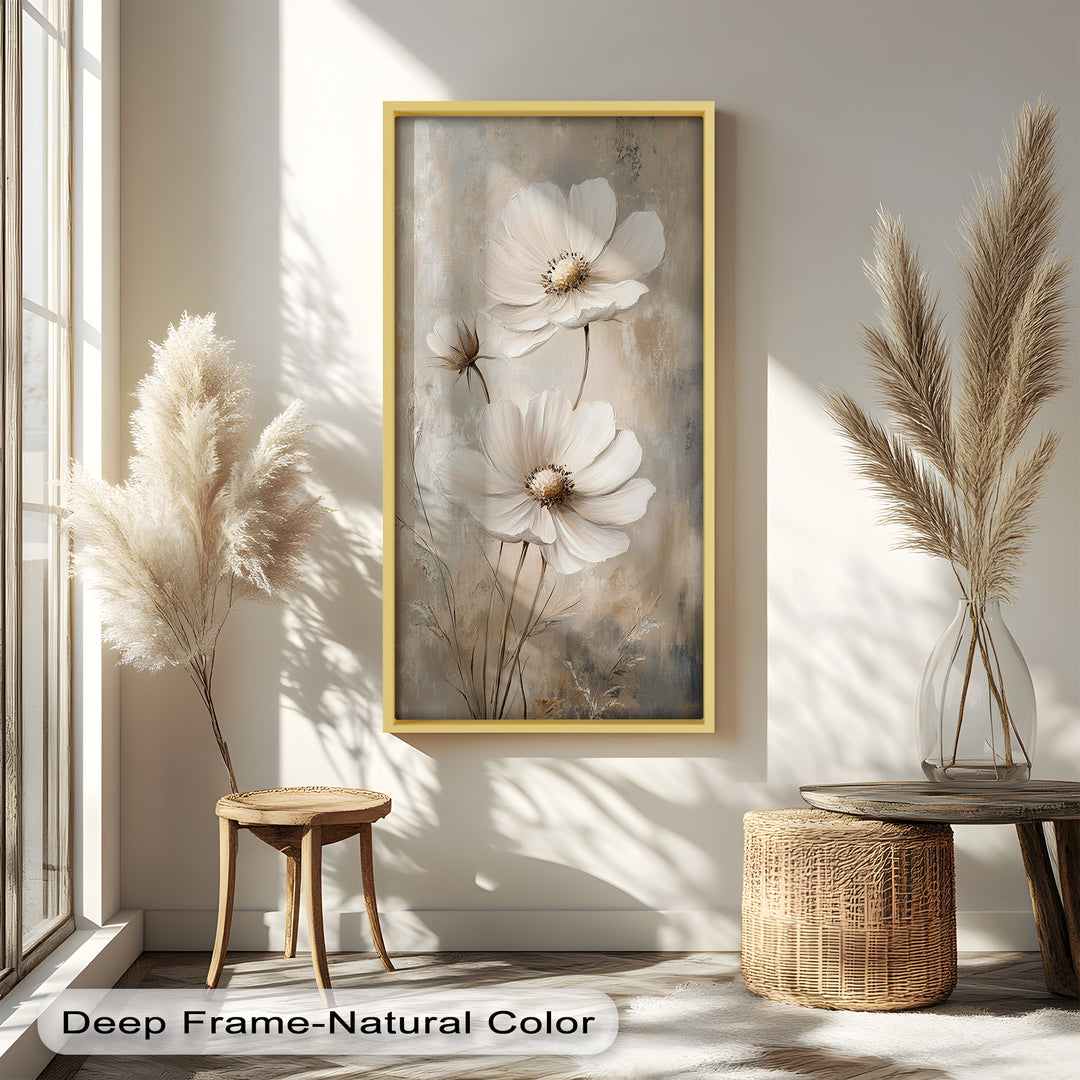 Soft Ivory Florals in Warm Neutrals - Flower Oil Painting