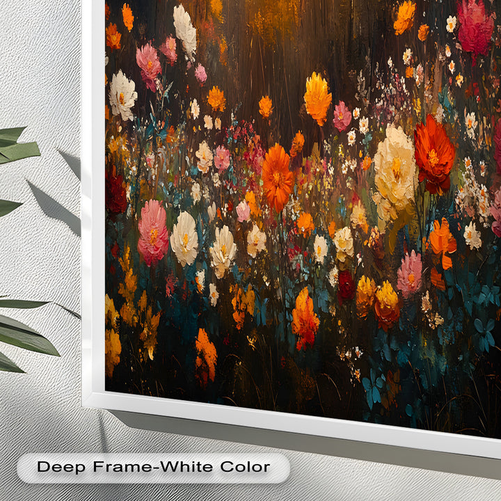 Autumn Forest Flower Wall Art – Colorful Floral Oil Painting