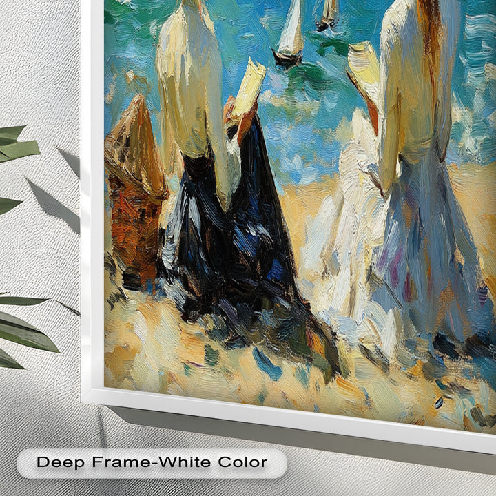 Seaside Serenity with Sailboats – Impressionist Oil Painting