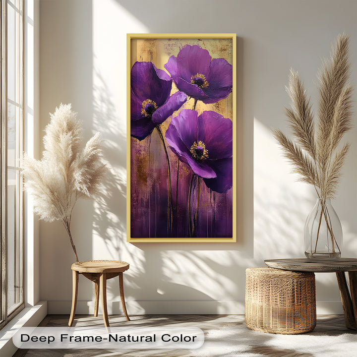 Purple Florals with Gold Accents - Flower Oil Painting