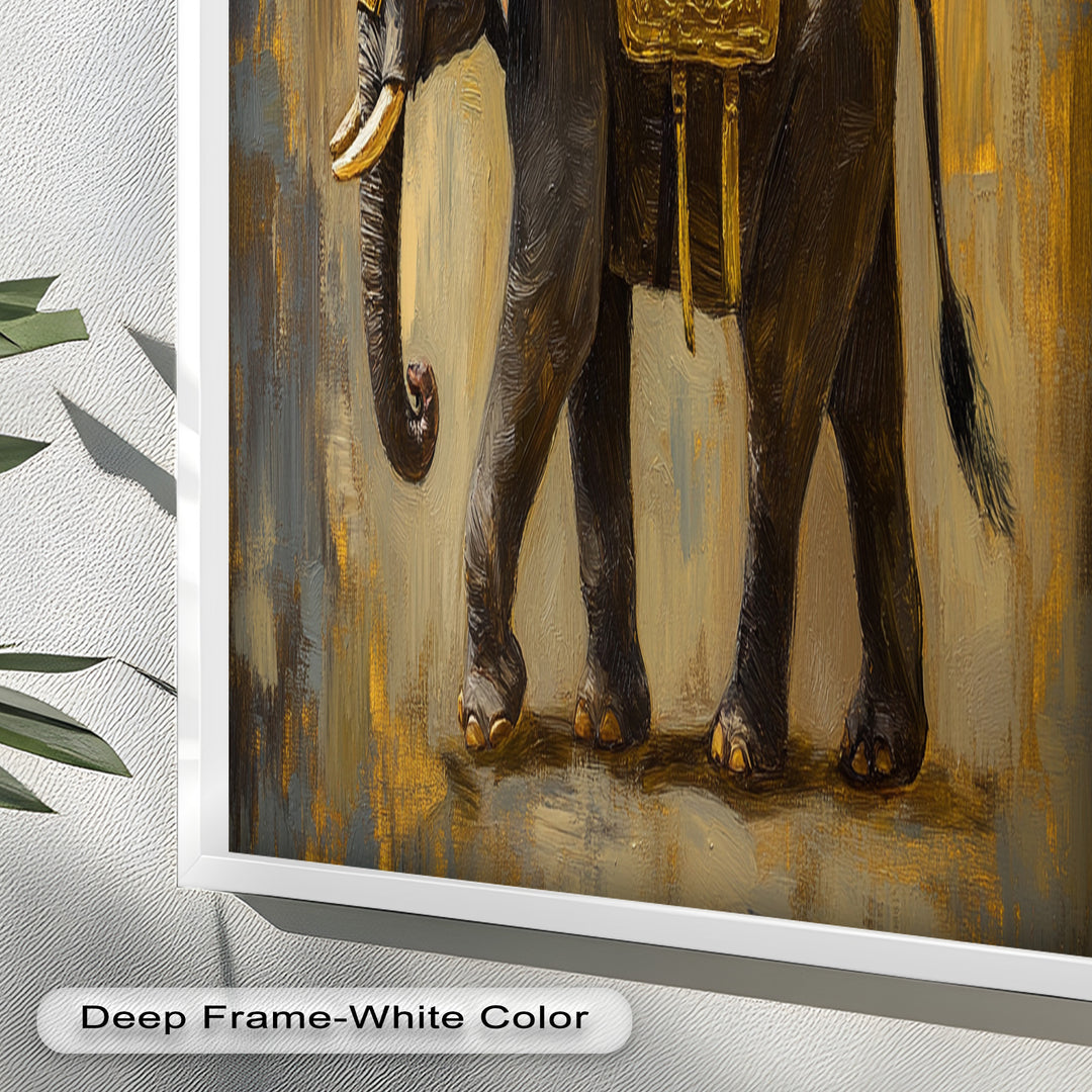 Elephant with Golden Saddle - Animal Oil Painting