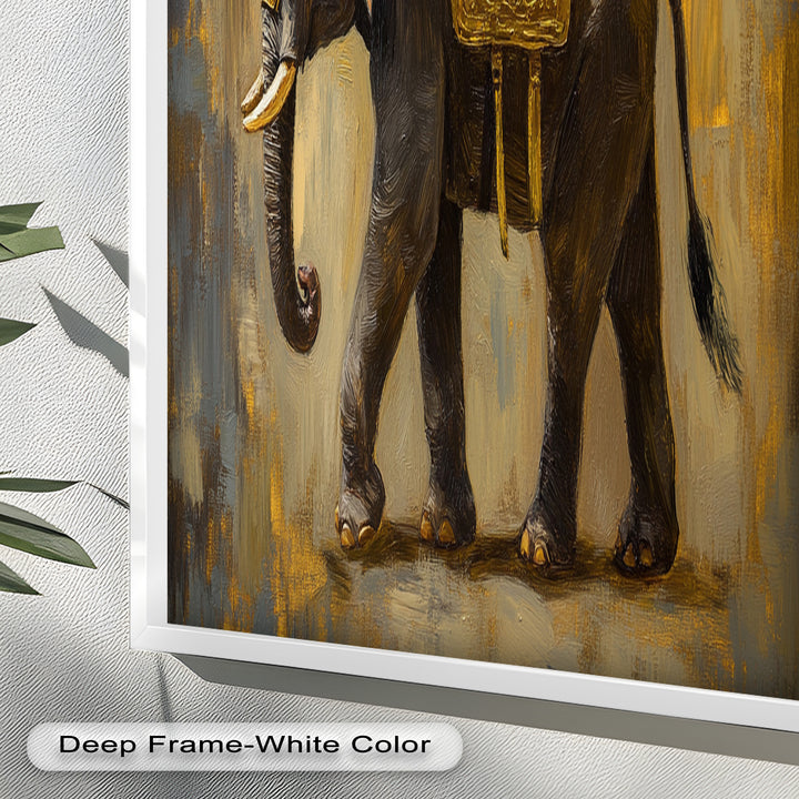 Elephant with Golden Saddle - Animal Oil Painting