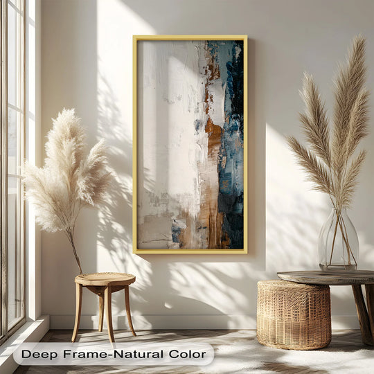 Calmly serene, the earthen divide modern neutral abstract oil painting casts a tranquil and grounding mood with its texture, fitting for any oil painting home decor.