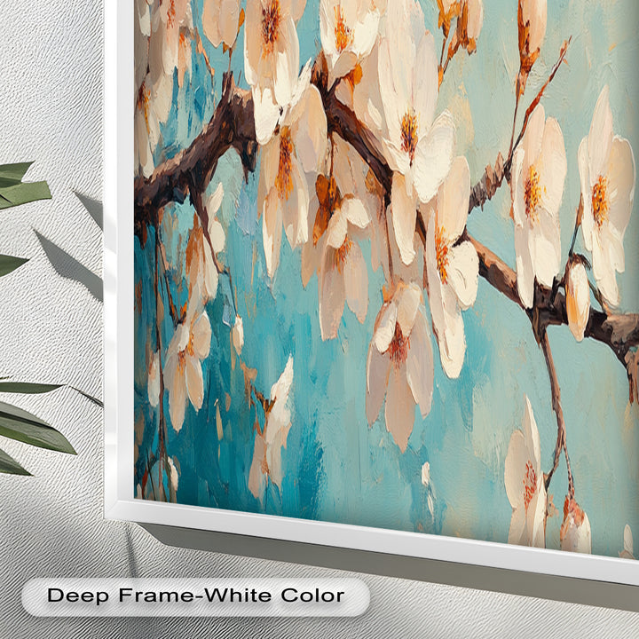 White Cherry Blossoms Wall Art – Floral Oil Painting