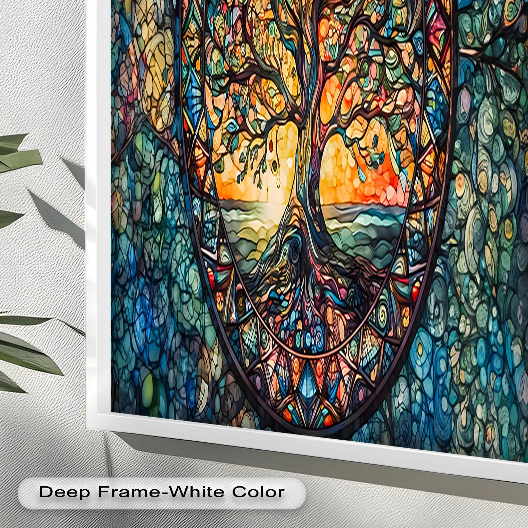 Tree of Life Mandala Wall Art – Colorful Framed Oil Painting