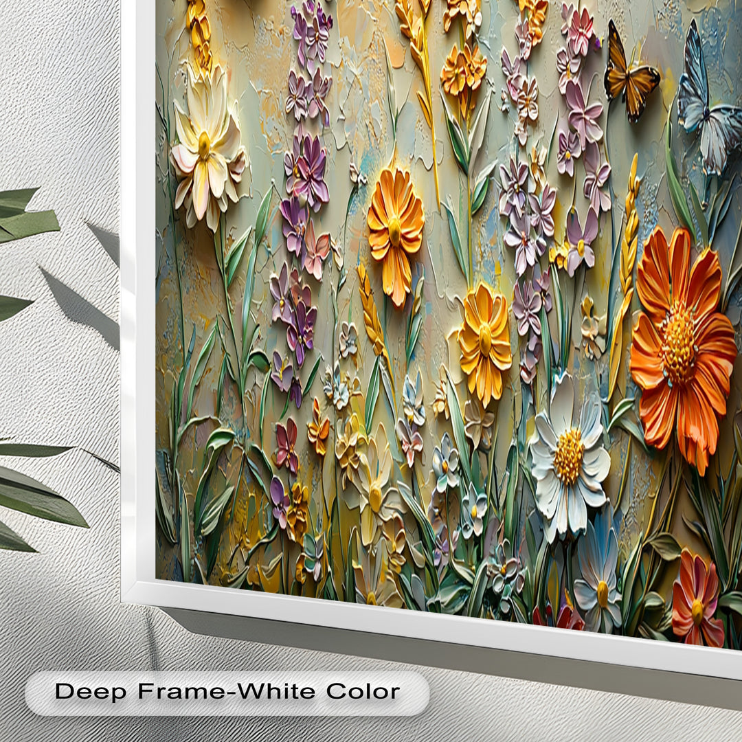 Abstract Floral Butterflies – Modern Oil Painting