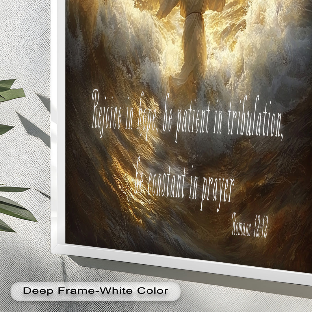 Romans 12:12 – Faith & Perseverance Bible Verse Oil Painting