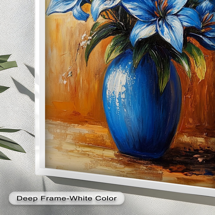 Azure Blossoms in a Blue Vase – Flower Oil Painting