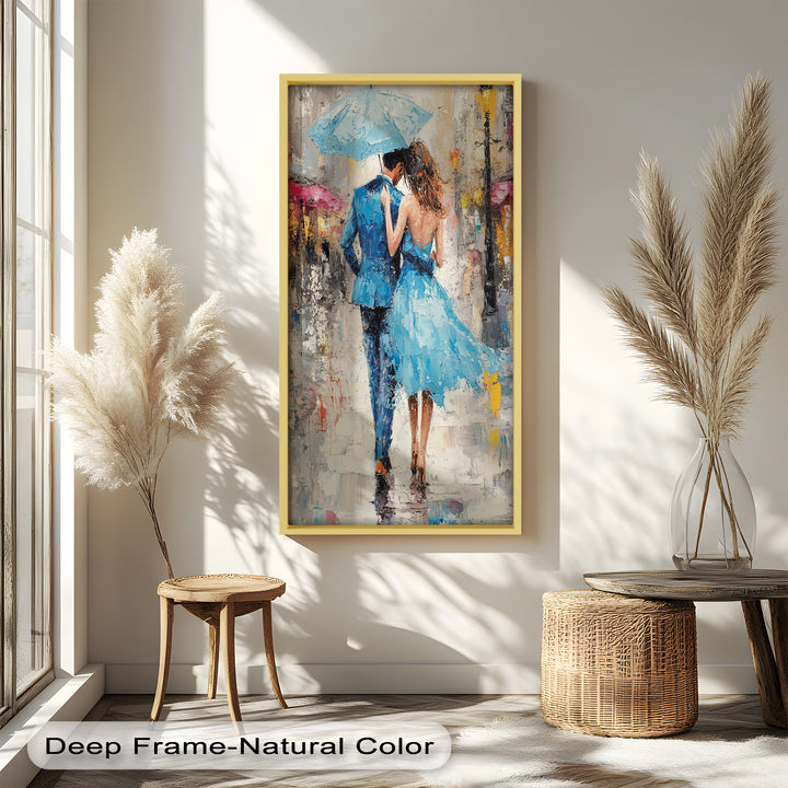 Forever in the Rain – Romantic Couple Love Oil Painting