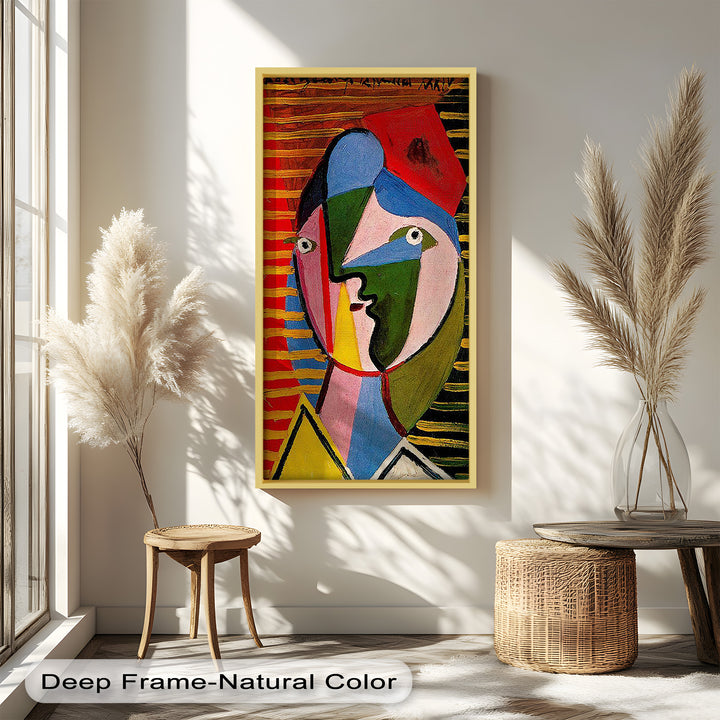 Vibrant Abstract Face – Cubist Oil Painting