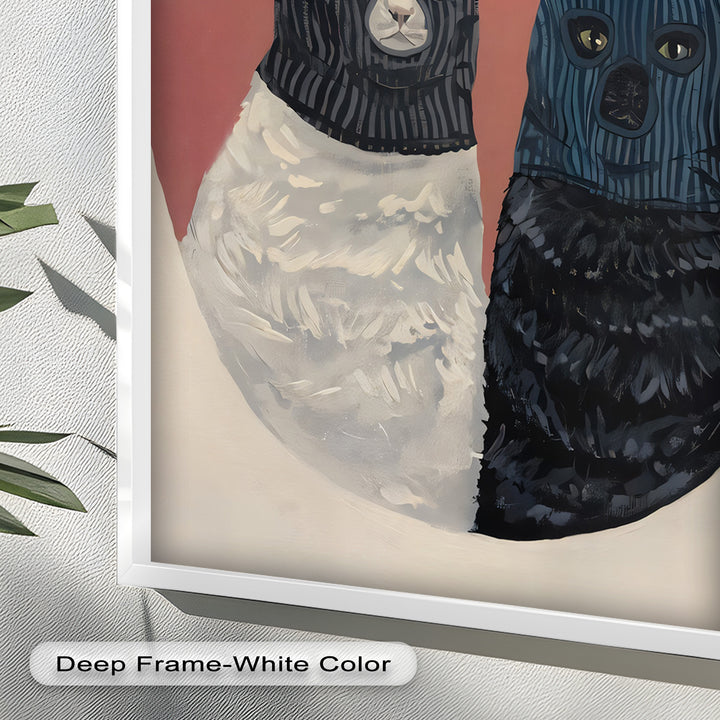 Masked Companions – Contemporary Cat Oil Painting