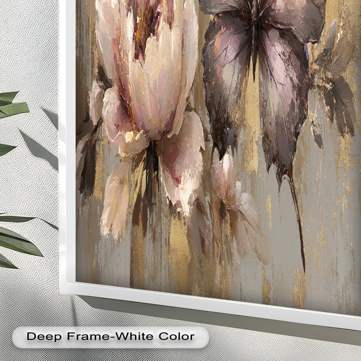 Elegant Butterfly and Peony – Pastel Floral Oil Painting