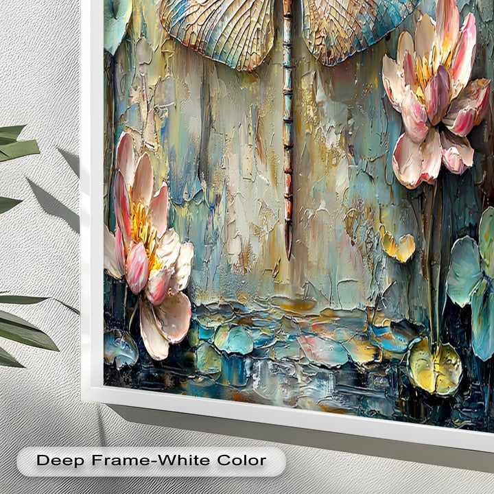 Floral Dragonfly – Framed Botanical Oil Painting