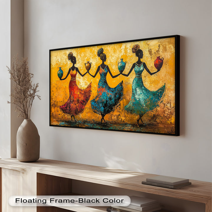 Afrikanische Tanzwandkunst – Ölgemälde Frauen