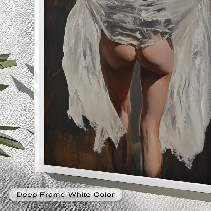 Soft Steps in Lace – Romantic Figurative Nude Oil Painting