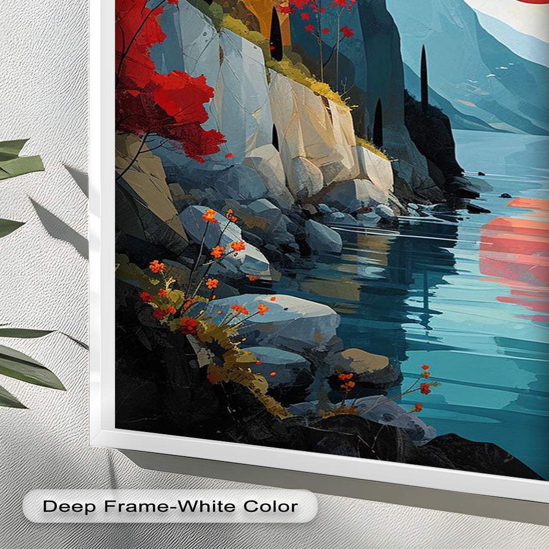 Celestial Cliffs – Surreal Coastal Landscape Picasso Oil Painting
