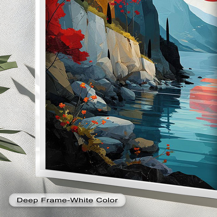 Celestial Cliffs – Surreal Coastal Landscape Picasso Oil Painting