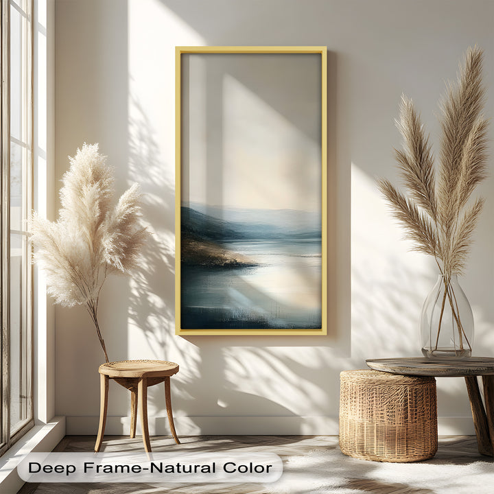 Nature Wall Art-Minimalist Lake Landscape Oil Painting
