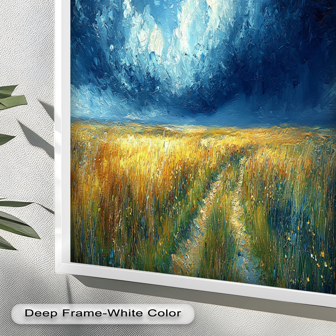 Golden Field Stormy Sky Wandkunst – Romantik Ölgemälde
