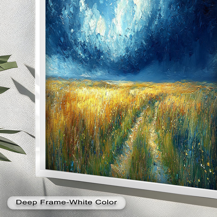 Golden Field Stormy Sky Wandkunst – Romantik Ölgemälde