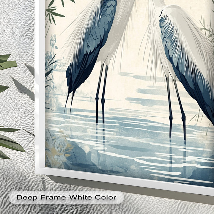 Twin Herons in Harmony – Bird Oil Painting
