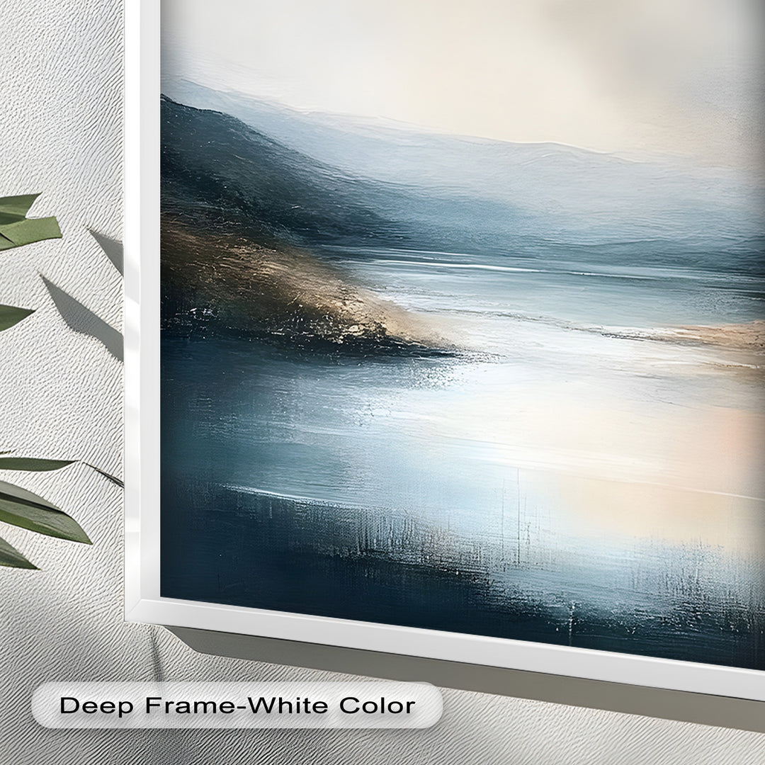 Misty Mountain Lake Landscape - Framed Oil Painting
