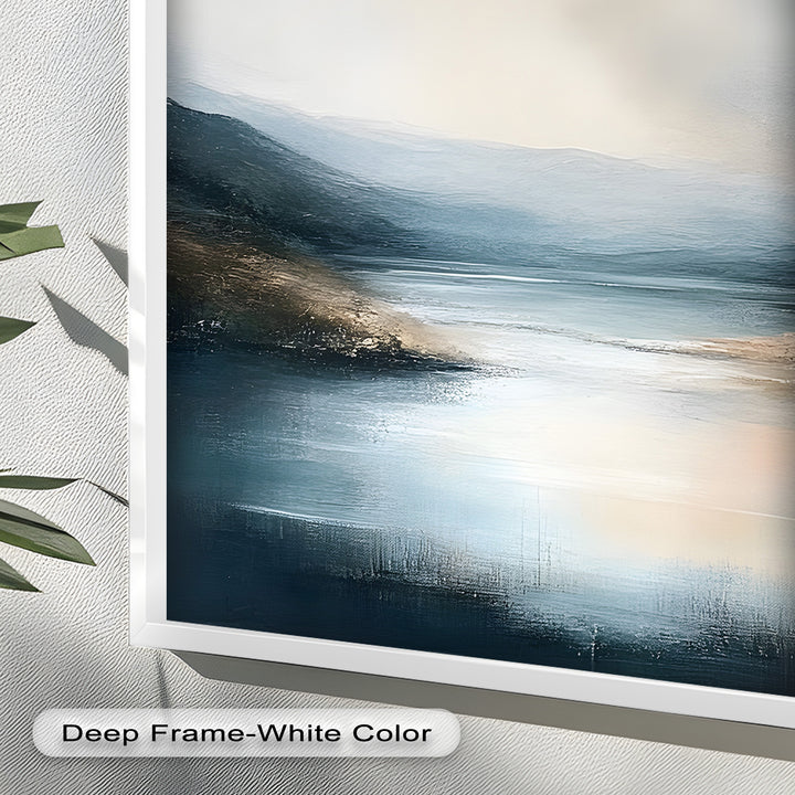 Misty Mountain Lake Landscape - Framed Oil Painting