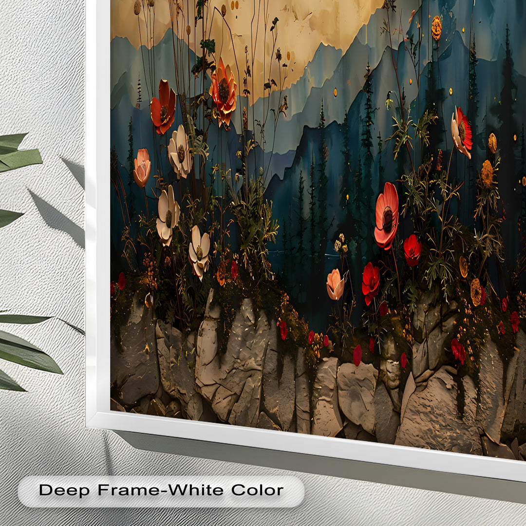 Golden Moon Wall Art-Forest Landscape Oil Painting