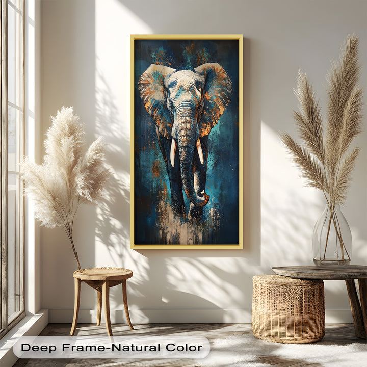 Elephant in Blue Tones - Animal Oil Painting