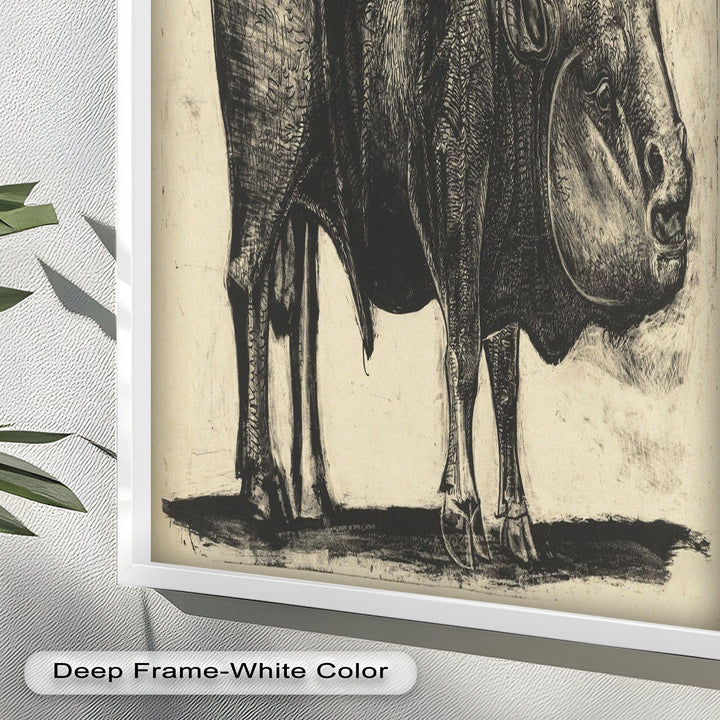 Expressive Bull Figure with Bold Linework – Figurative Oil Painting