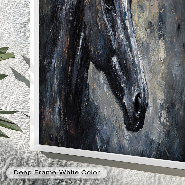 Black Horse Portrait - Animal Oil Painting