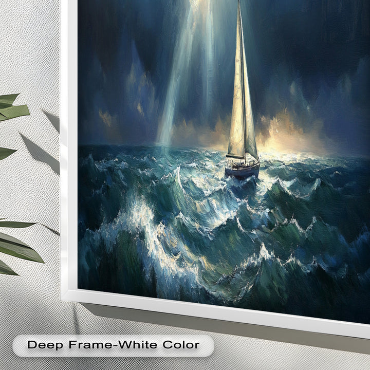 Stormy Horizon – Boat Oil Painting