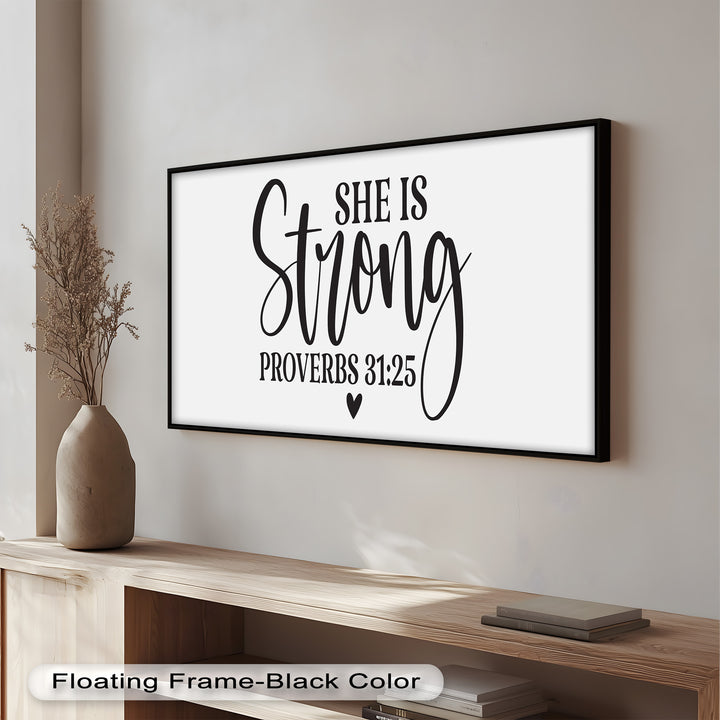 She Is Strong – Proverbs 31:25 Bible Verse Oil Painting