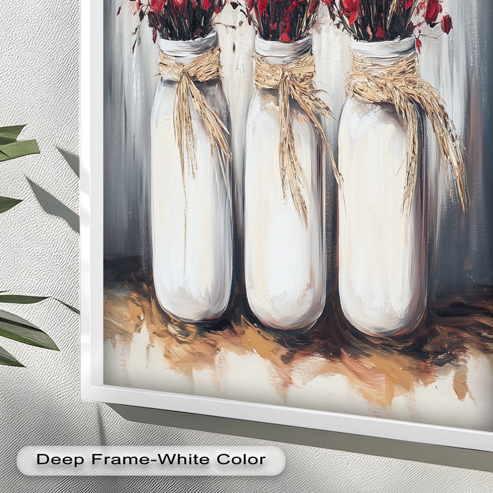 Jar Trio – Red Floral Oil Painting