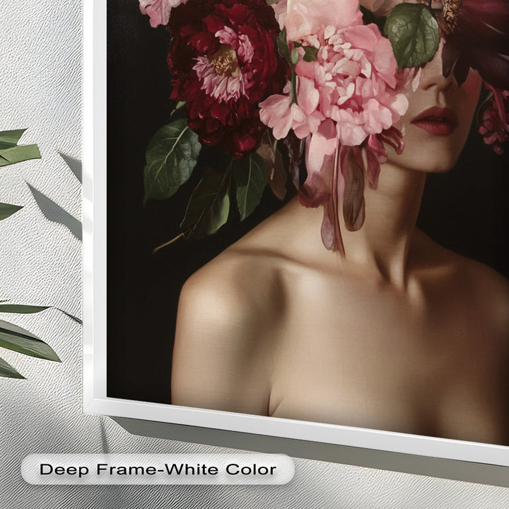 Blossom Veil – Romantic Floral Portrait Oil Painting