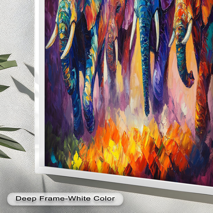 Elephant Herd at Dusk – Animal Oil Painting