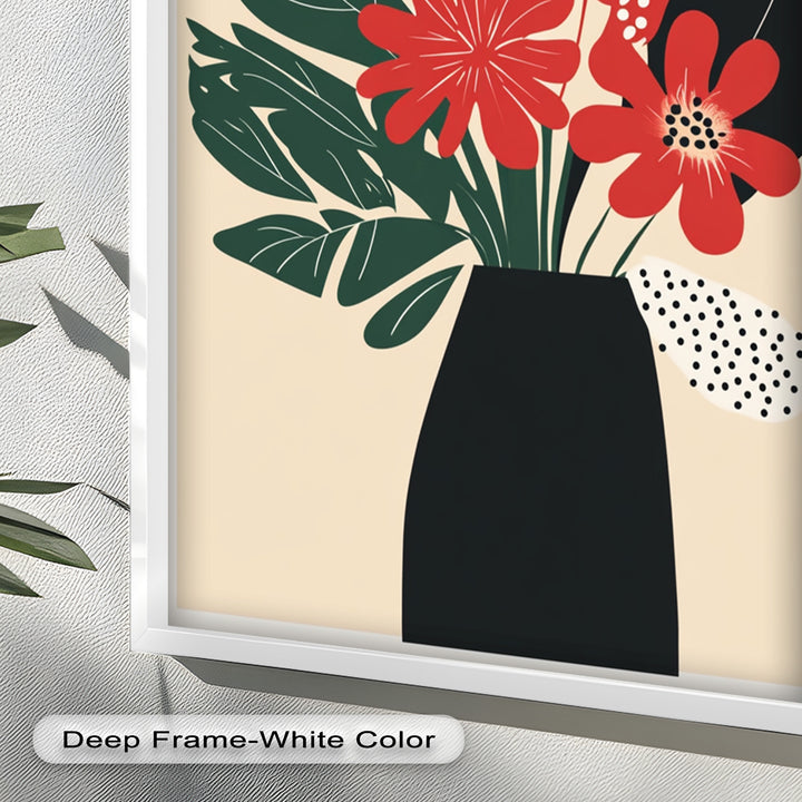 Purpurrote Blüte in monochromer Vase – Modernes florales Ölgemälde
