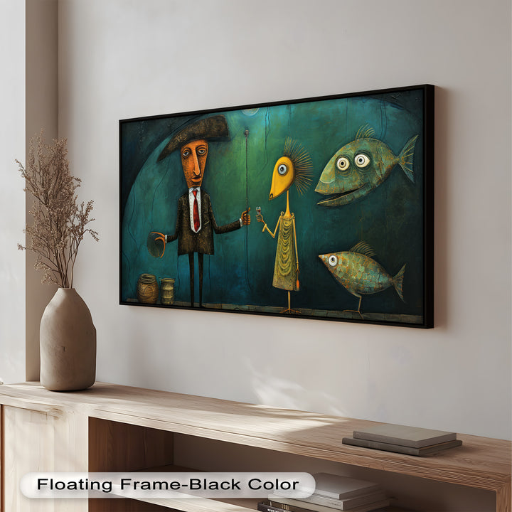 Underwater Toast – Whimsical Surrealist Picasso Oil Painting
