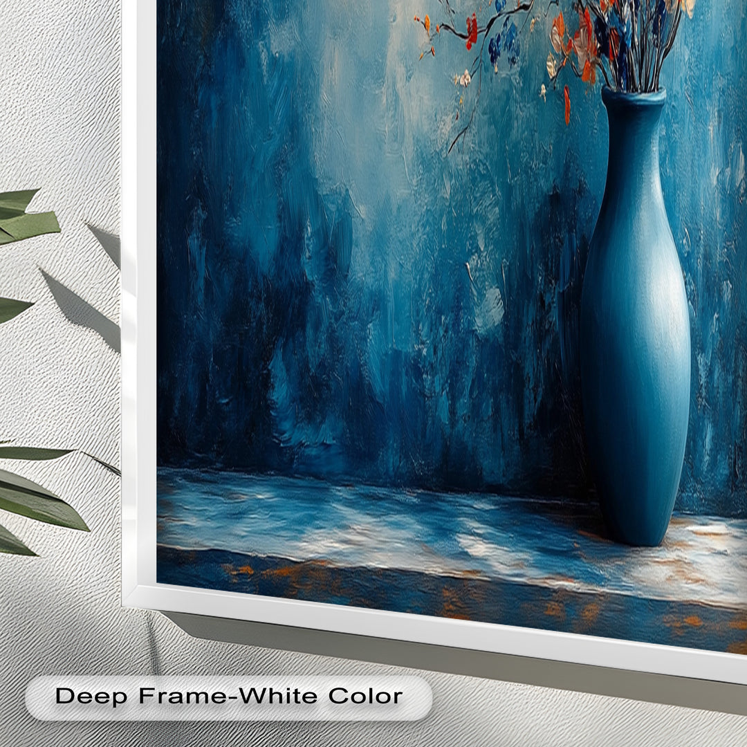 Blue Harmony Vase – Contemporary Floral Arrangement Flower Oil Painting