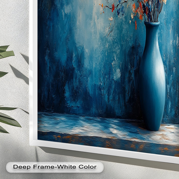 Blue Harmony Vase – Contemporary Floral Arrangement Flower Oil Painting