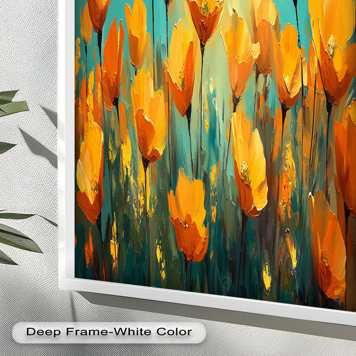 Leuchtend orangefarbene Mohnblumen-Wandkunst – Blumen-Ölgemälde
