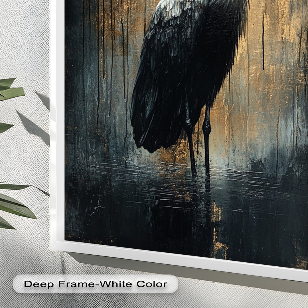 Golden Shadow Heron – Animal Oil Painting