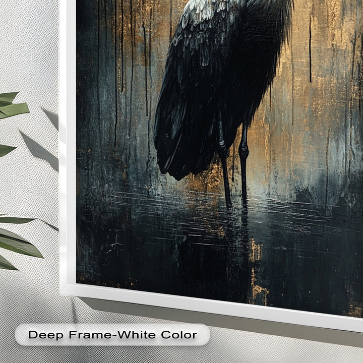 Golden Shadow Heron – Animal Oil Painting