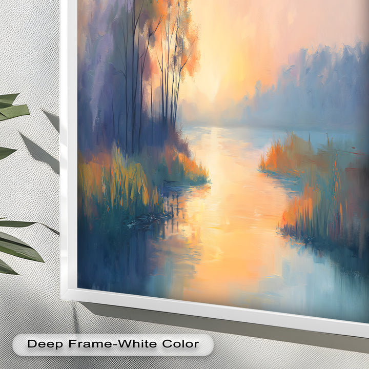 Sunrise on a Cold Morning – Framed Landscape Oil Painting