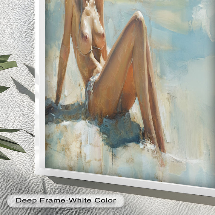 Sun-Kissed Serenity – Beachside Nude Figurative Oil Painting