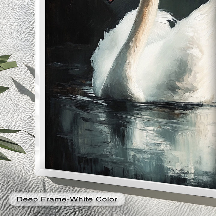 Solitary Grace – White Swan Oil Painting