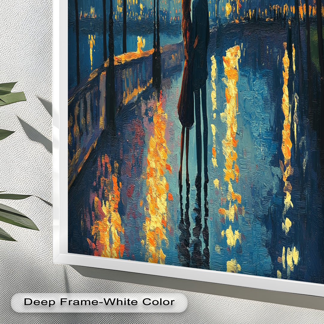 Moonlit Reflections – Eiffel Tower Romance Love Oil Painting
