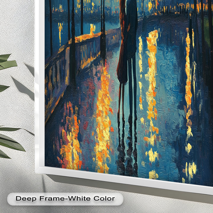 Moonlit Reflections – Eiffel Tower Romance Love Oil Painting